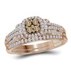 0.50 CTW Cognac-brown Diamond Bridal Wedding Engagement Ring 14KT Rose Gold - REF-82K4W