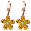 Genuine 4.43 ctw Citrine & Diamond Earrings Jewelry 14KT Rose Gold - REF-49K8V