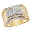 Image 1 : 0.33 CTW Mens Diamond Arch Cluster Ring 10KT Yellow Gold - REF-52W4K