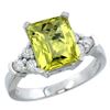 Natural 2.86 ctw lemon-quartz & Diamond Engagement Ring 10K White Gold - REF-52X7A