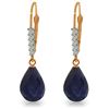 Genuine 17.75 ctw Sapphire & Diamond Earrings Jewelry 14KT Rose Gold - REF-41H6X