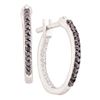0.25 CTW Black Color Diamond In/Out Hoop Earrings 14KT White Gold - REF-24K2W