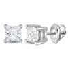 0.78 CTW Princess Diamond Solitaire Stud Earrings 14KT White Gold - REF-97F4N