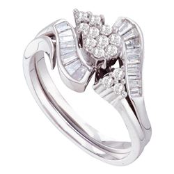 0.49 CTW Diamond Bridal Wedding Engagement Ring 14KT White Gold - REF-67W4K