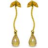 Genuine 3.4 ctw Citrine Earrings Jewelry 14KT Yellow Gold - REF-21P6H