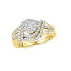 0.75 CTW Diamond Cluster Bridal Engagement Ring 10KT Yellow Gold - REF-57K2W