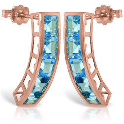 Genuine 4.5 ctw Blue Topaz Earrings Jewelry 14KT Rose Gold - REF-38Z5N