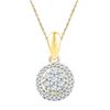 0.25 CTW Diamond Halo Flower Cluster Pendant 10KT Yellow Gold - REF-19Y4X