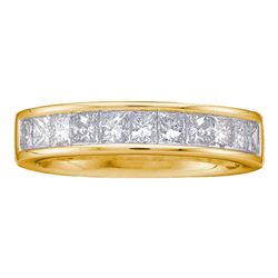 1 CTW Princess Channel-set Diamond Single Row Ring 14KT Yellow Gold - REF-104W9K