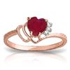 Image 1 : Genuine 1.02 ctw Ruby & Diamond Ring Jewelry 14KT Rose Gold - REF-35W5Y