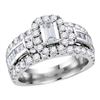 2.52 CTW Emerald Diamond Solitaire Halo Bridal Ring 14KT White Gold - REF-269M9H