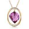 Genuine 10.85 ctw Amethyst & Diamond Necklace Jewelry 14KT Yellow Gold - REF-111M2T