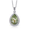 Genuine 3.36 ctw Green Amethyst & Diamond Necklace Jewelry 14KT White Gold - REF-69P6H