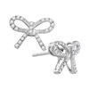 0.20 CTW Diamond Bow-tie Ribbon Know Screwback Stud Earrings 10KT White Gold - REF-19N4F
