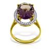 Genuine 5.28 ctw Amethyst & Diamond Ring Jewelry 14KT Yellow Gold - REF-83A3K