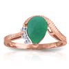 Genuine 1.02 ctw Emerald & Diamond Ring Jewelry 14KT Rose Gold - REF-58M2T