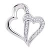 Image 1 : 0.05 CTW Diamond Double Linked Heart Pendant 10KT White Gold - REF-8K9W
