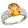 Natural 2.75 ctw citrine & Diamond Engagement Ring 14K White Gold - REF-58W4K