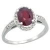 Natural 1.6 ctw Ruby & Diamond Engagement Ring 10K White Gold - REF-39X9A