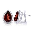 Genuine 8.12 ctw Garnet & Diamond Earrings Jewelry 14KT White Gold - REF-120F8Z