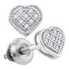 0.05 CTW Diamond Heart Screwback Earrings 10KT White Gold - REF-6M6H