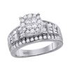 0.99 CTW Princess Diamond Soleil Cluster Bridal Engagement Ring 14KT White Gold - REF-89X9Y