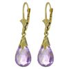 Genuine 6 ctw Amethyst Earrings Jewelry 14KT Yellow Gold - REF-27H8X