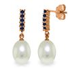 Genuine 8.4 ctw Pearl & Sapphire Earrings Jewelry 14KT Rose Gold - REF-25M6T