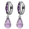 Genuine 5.35 ctw Amethyst Earrings Jewelry 14KT White Gold - REF-43T6A