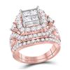 3.34 CTW Princess Diamond Cluster Bridal Engagement Ring 14KT Rose Gold - REF-337K4W