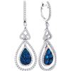 1.61 CTW Blue Sapphire Teardrop Diamond Dangle Earrings 14KT White Gold - REF-254F9N
