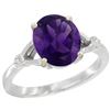 Natural 2.41 ctw Amethyst & Diamond Engagement Ring 14K White Gold - REF-33A8V