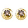 0.25 CTW Cognac-brown Color Diamond Solitaire Stud Earrings 10KT Yellow Gold - REF-10W5K