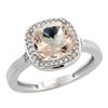 Image 1 : Natural 2.11 ctw Morganite & Diamond Engagement Ring 10K White Gold - REF-46A2V