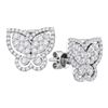 1.23 CTW Diamond Butterfly Bug Stud Earrings 18KT White Gold - REF-240N2F