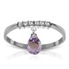 Genuine 1.45 ctw Amethyst & Diamond Ring Jewelry 14KT White Gold - REF-34X3M