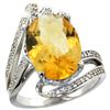 Natural 5.76 ctw citrine & Diamond Engagement Ring 14K White Gold - REF-92K7R