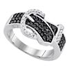 0.50 CTW Black Color Diamond Belt Buckle Ring 10KT White Gold - REF-30W2K