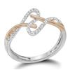 0.10 CTW Diamond Bisected Rose-tone Strand Ring 10KT White Gold - REF-12K2W