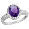 Natural 1.91 ctw Amethyst & Diamond Engagement Ring 14K White Gold - REF-41W3K