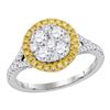 Image 1 : 1.1 CTW Yellow Diamond Cluster Bridal Engagement Ring 18KT White Gold - REF-194W9K