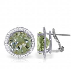 Genuine 10.40 ctw Green Amethyst & Diamond Earrings Jewelry 14KT White Gold - REF-120P5H