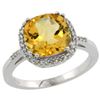 Natural 4.11 ctw Citrine & Diamond Engagement Ring 10K White Gold - REF-34M3H
