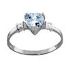 Genuine 0.98 ctw Aquamarine & Diamond Ring Jewelry 14KT White Gold - REF-34Y3F
