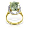 Genuine 5.28 ctw Green Amethyst & Diamond Ring Jewelry 14KT Yellow Gold - REF-83F3Z