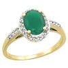Image 1 : Natural 1.6 ctw Emerald & Diamond Engagement Ring 14K Yellow Gold - REF-43M5H