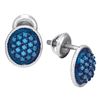 Image 1 : 0.50 CTW Blue Color Diamond Oval Cluster Earrings 10KT White Gold - REF-24W2K