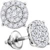0.71 CTW Diamond Cluster Earrings 10KT White Gold - REF-48F7N