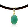 Genuine 6.51 ctw Emerald & Diamond Necklace Jewelry 14KT Yellow Gold - REF-97F2Z