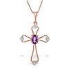 Genuine 0.57 ctw Amethyst & Diamond Necklace Jewelry 14KT Rose Gold - REF-40P8H